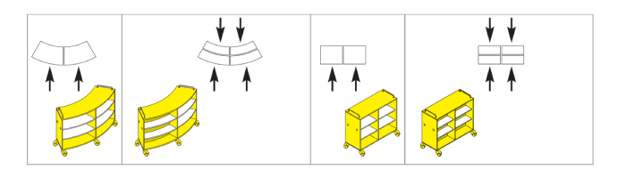 Rayonnage mobile Shift, configurations possibles