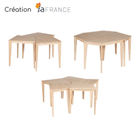 Table de réunion modulable en bois, design C+B Lefebvre