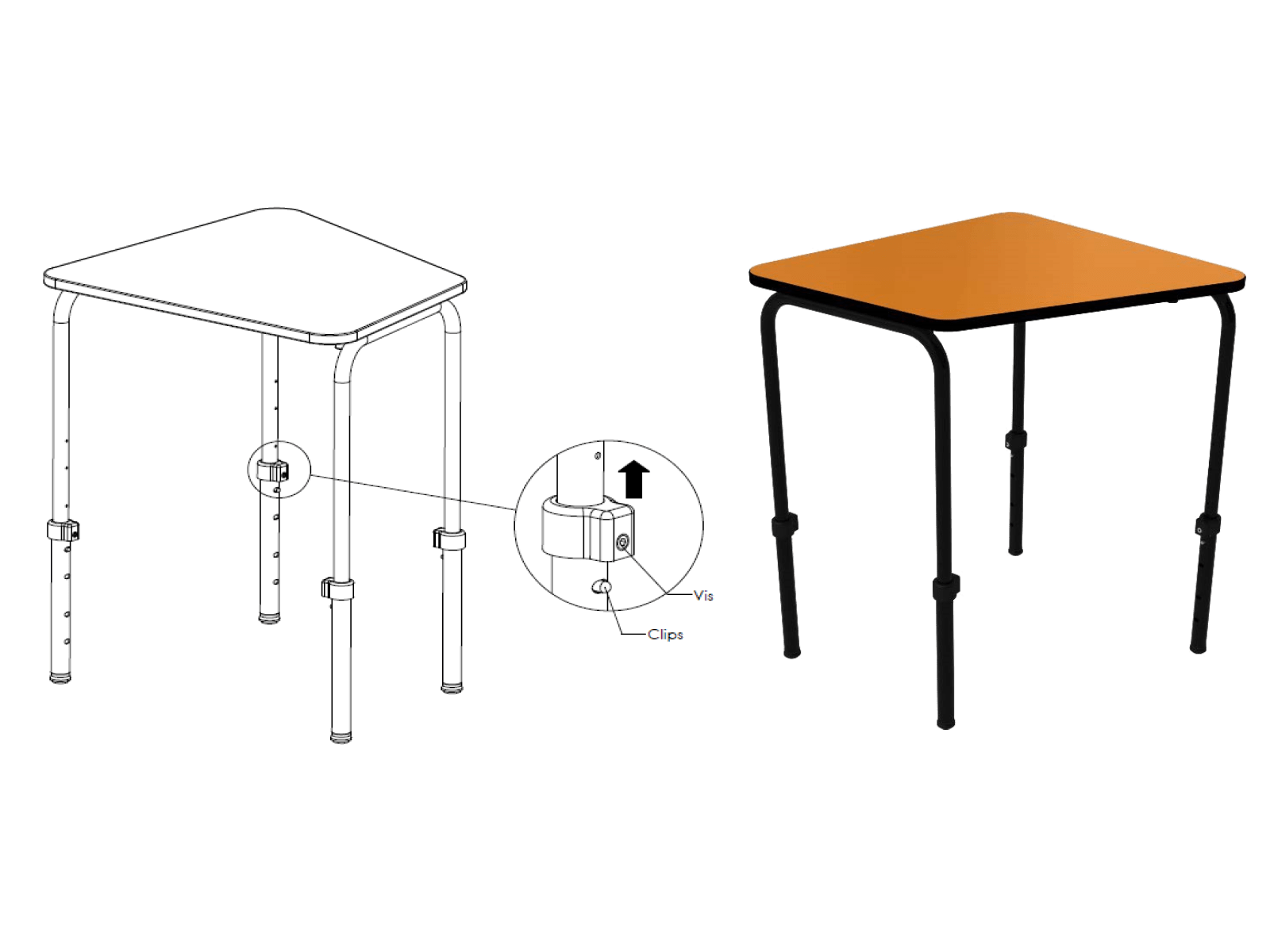 Table murale rabattable et réglable - Taille 5 et 6